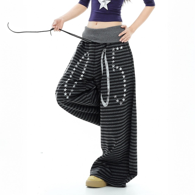 スタープリントボーダーワイドパンツ 2col R02799