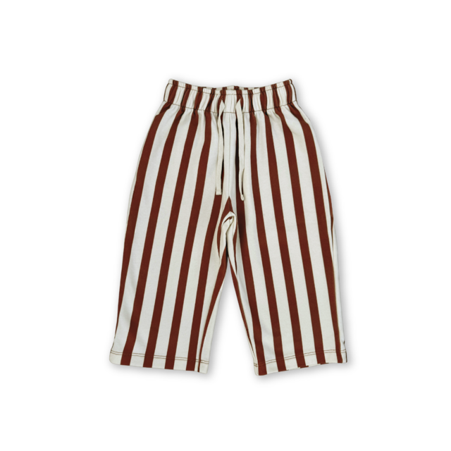 【GROWN】Organic French Terry Striped Pants - Maroon