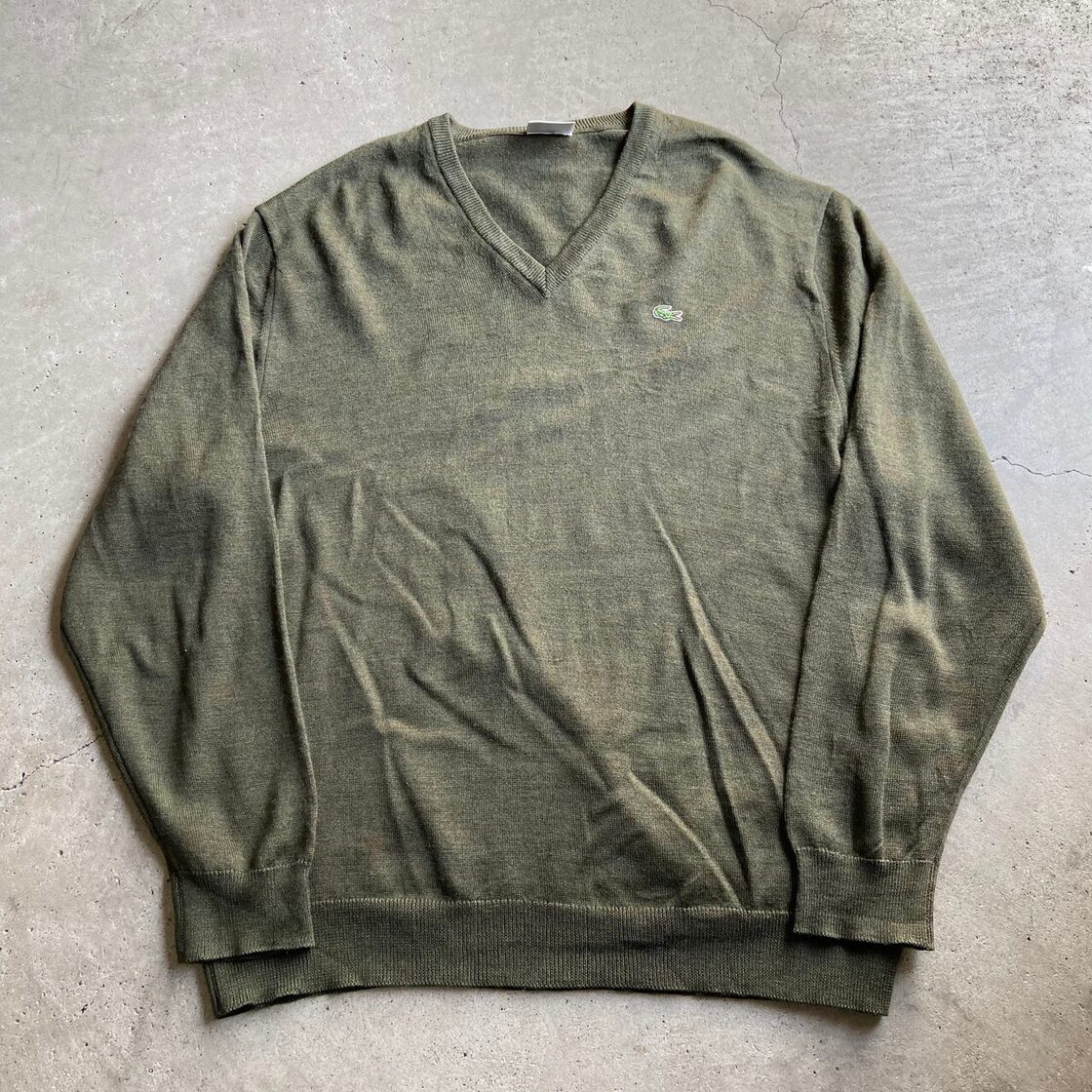 LACOSTE ラコステ Vネック ウール×アクリル ニットセーター メンズXL
