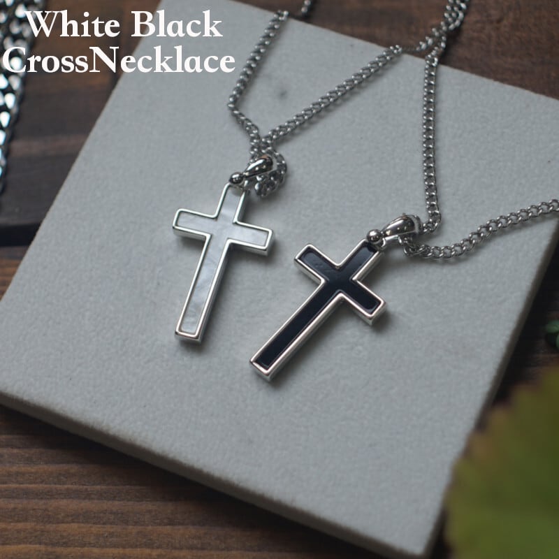 メンズ 韓国 チェーン ブラック ネックレス 十字架 - ネックレス