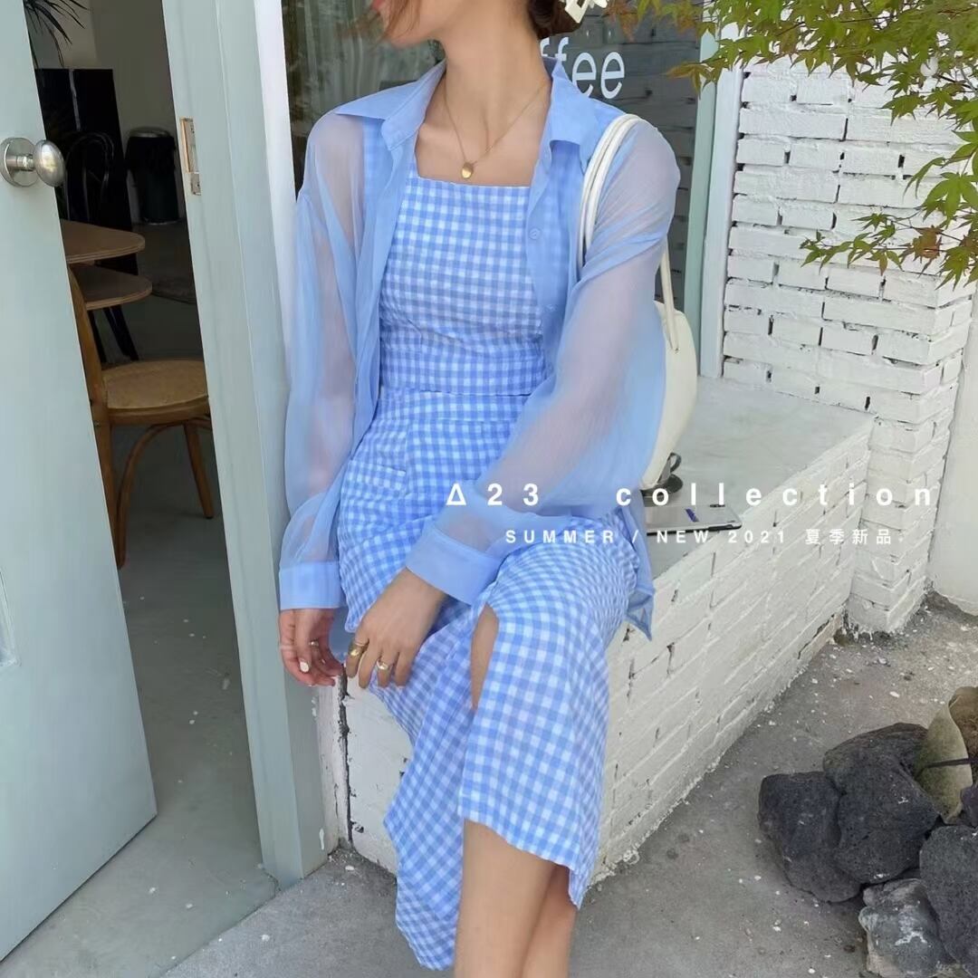 3アイテムセット(ギンガムセットアップ・シアーブラウス)　AJ3396-8842