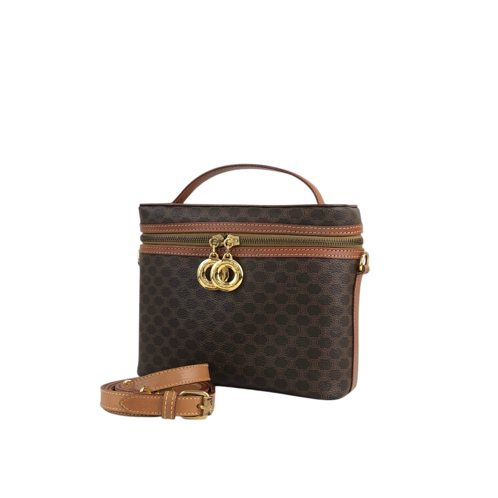 希少 セリーヌ ショルダーバッグ マカダム レザー PVC バニティ　2way 希少 セリーヌ ショルダーバッグ マカダム レザー PVC バニティ