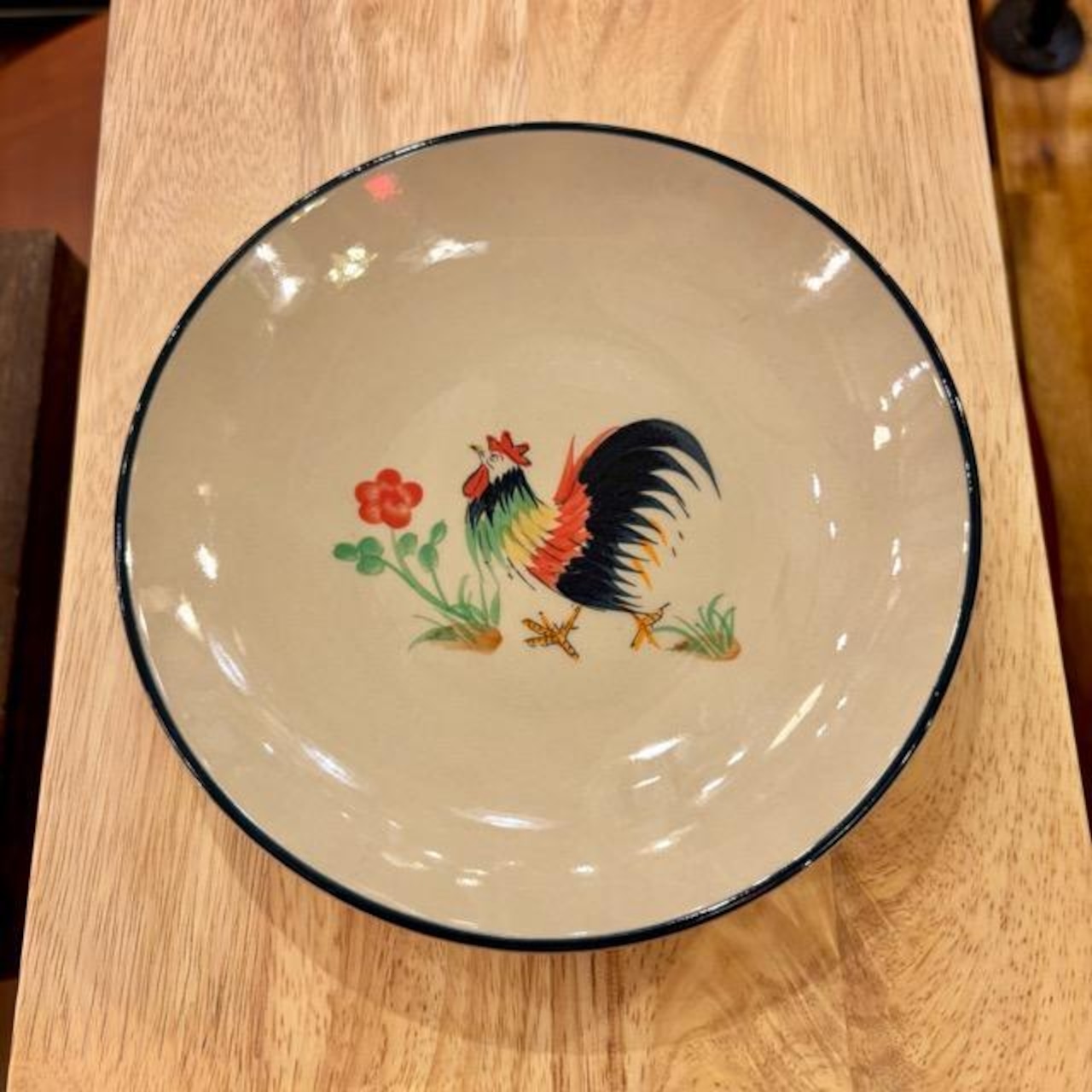Thailand Hand colored Flat plate Chicken pattern タイ セラミック手彩色平皿 平皿 皿 タイ 鶏 ニワトリ 手描き ハンドペイント 手仕事 食器 セラミック