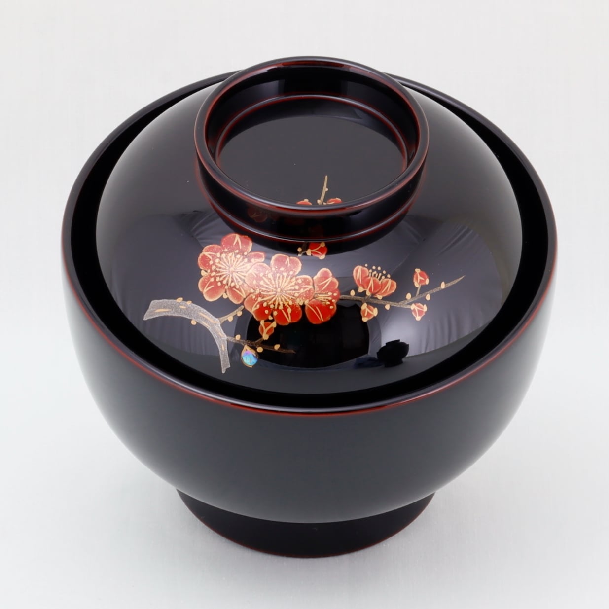 411 輪島塗 夫婦雑煮椀／溜塗／紅白梅蒔絵 | 輪島塗 加藤漆器店 公式