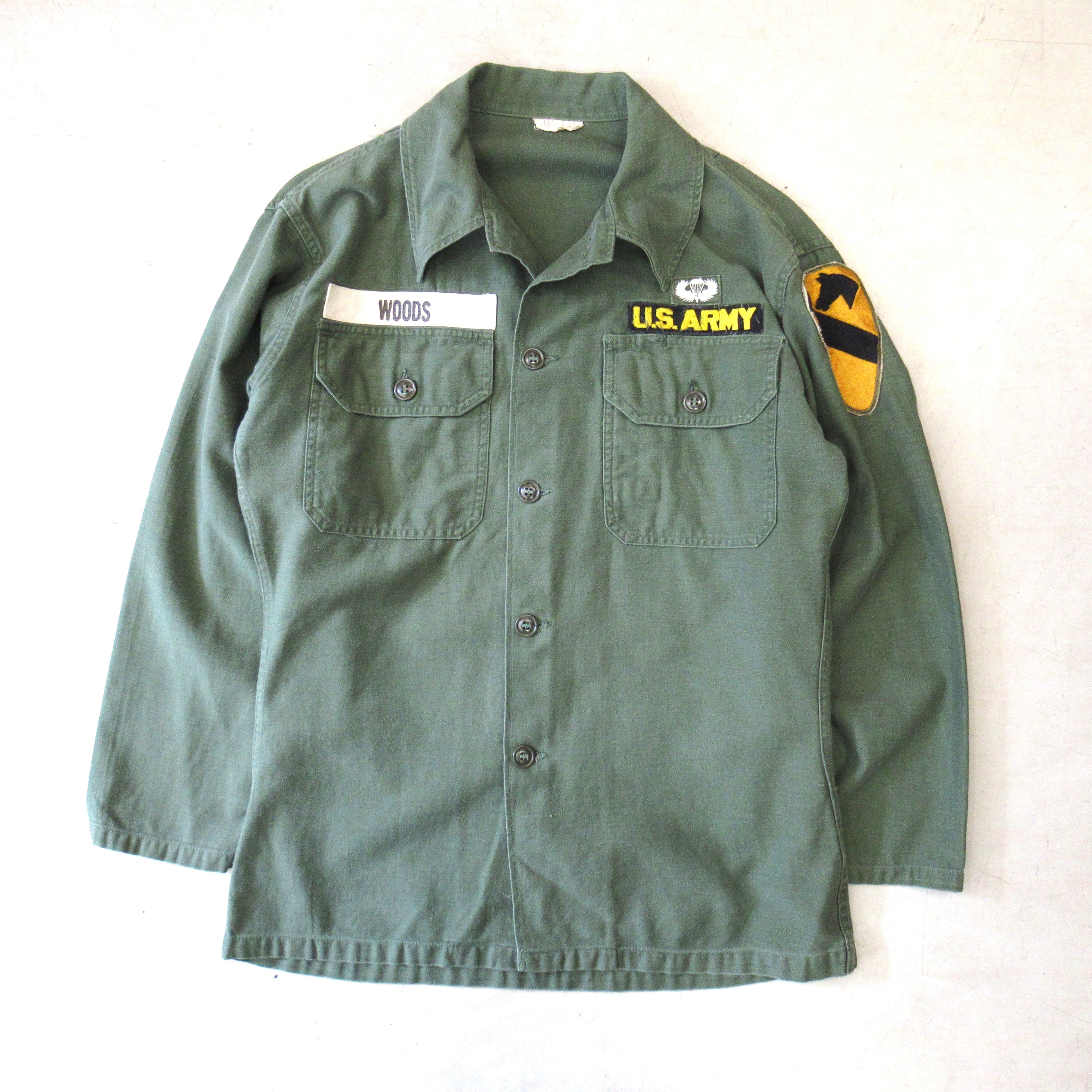 60S U.S.ARMY OG-107 筒袖 3rd Utility Shirt 【16 1/2 ×33】 | drop by