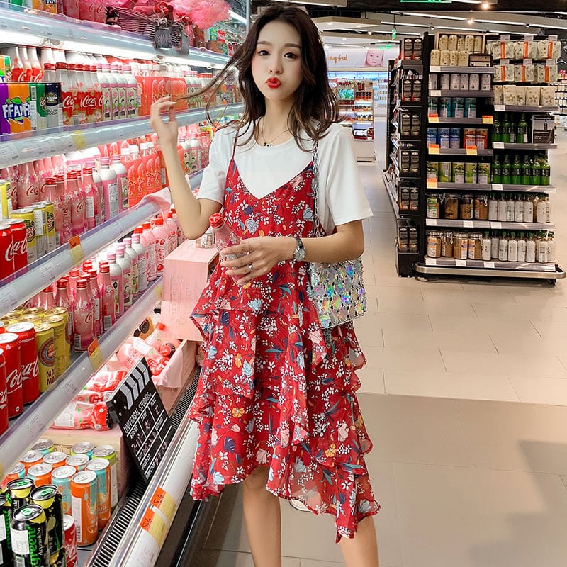 【新作】【送料無料】 2019到着夏マタニティドレス女性かわいい花柄大型ドレスセット妊婦マタニティMD-01010 大きめサイズ 大人ガーリー スウィート キュート カジュアル サマー 夏物 AL expec340858827789