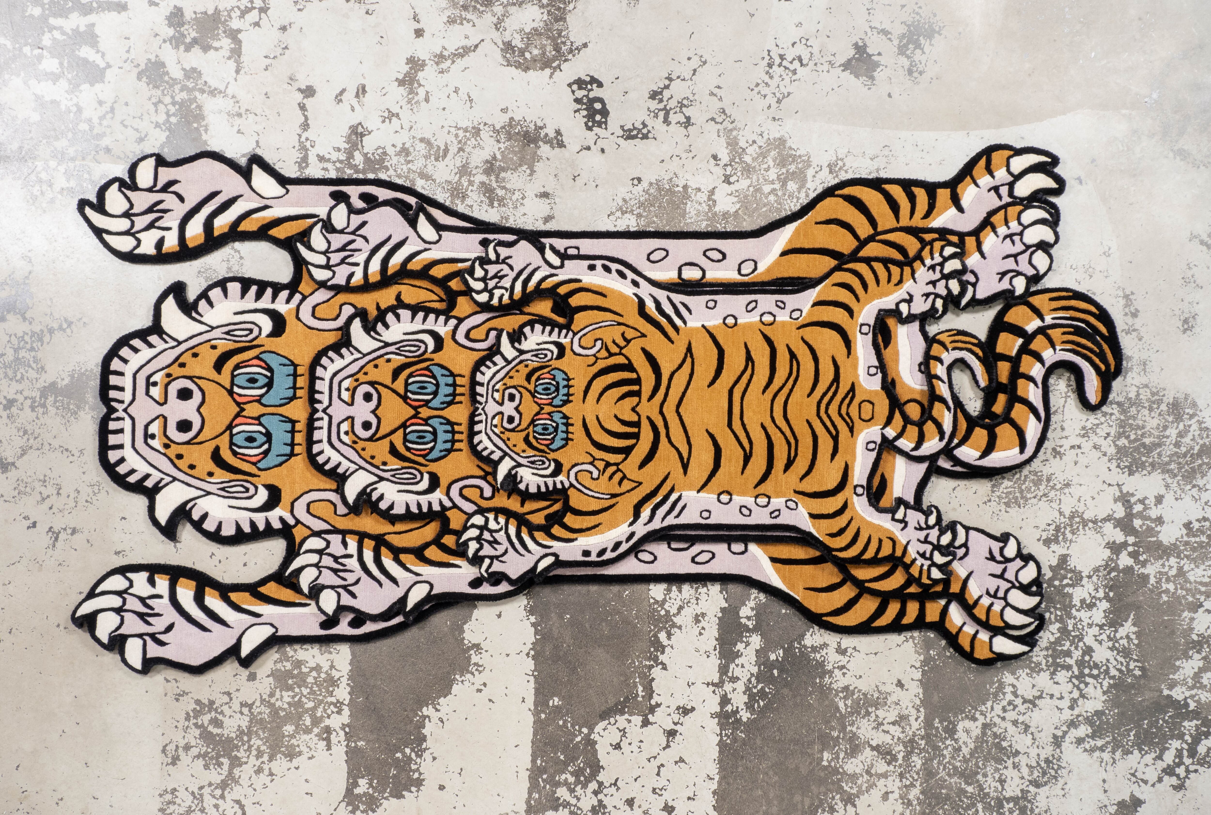 Tibetan Tiger Rug 《Sサイズ•ウール・オリジナル2・マスタード