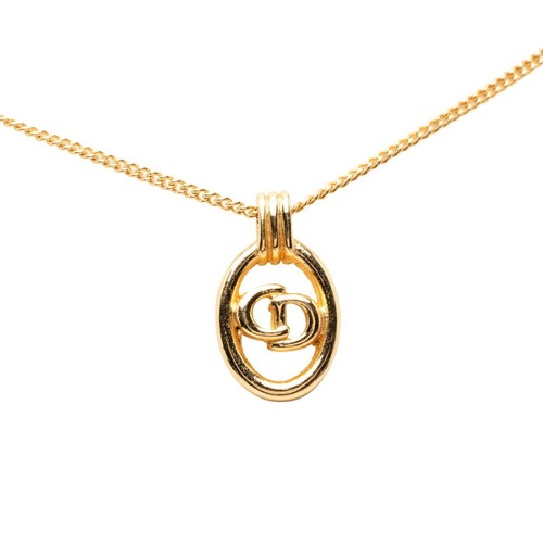 ディオール CDロゴ チェーン ペンダント ネックレス メッキ レディース Dior 【中古】