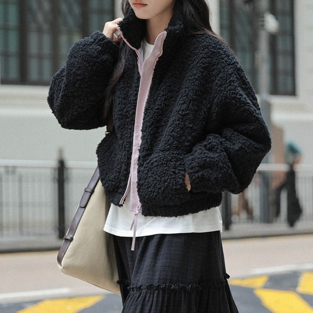 zip-up boa jacket　J00351