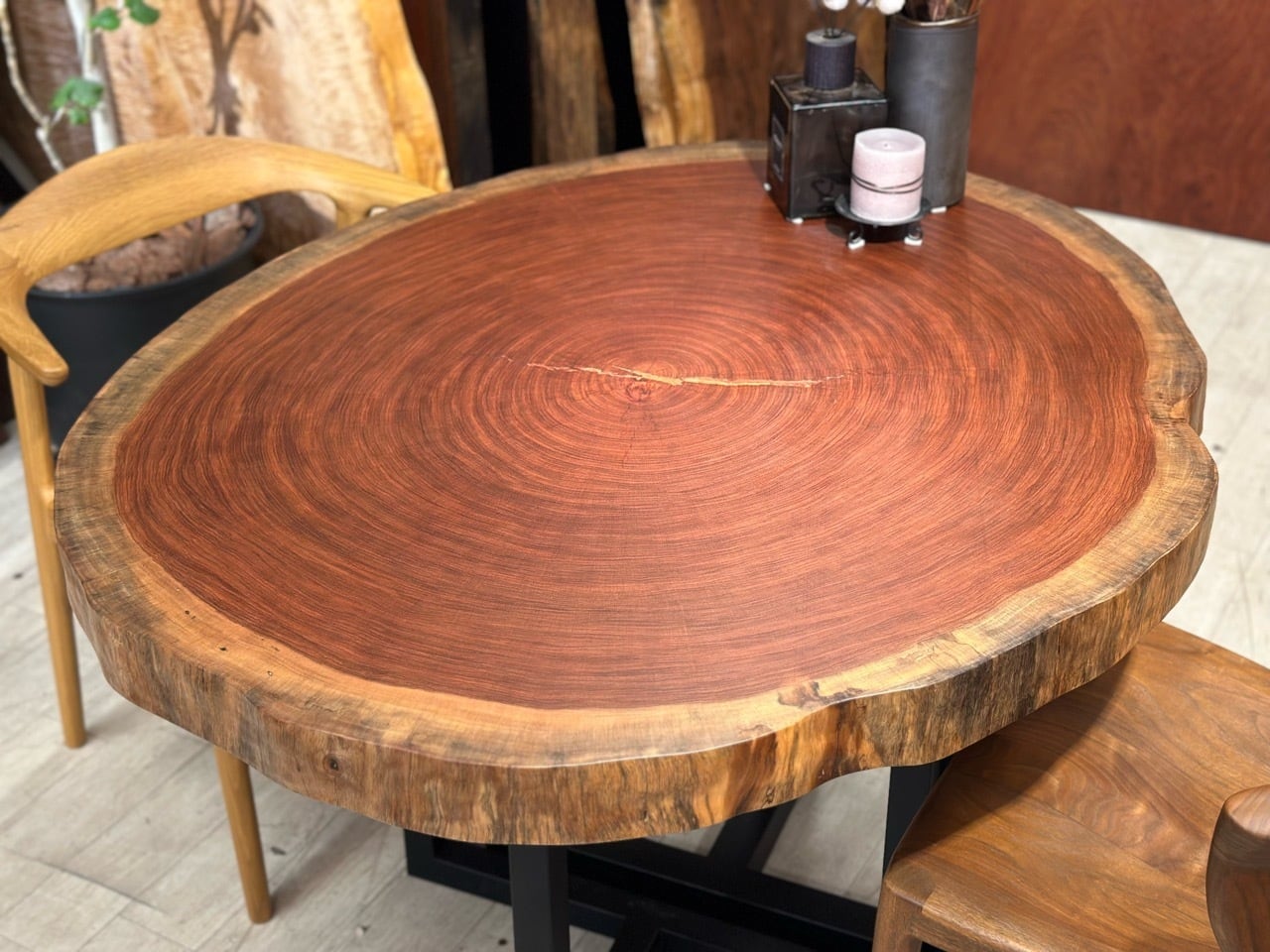 リメイク品・輪切り】ブビンガ_1120×950×70_柏店_テーブル天板/一枚板