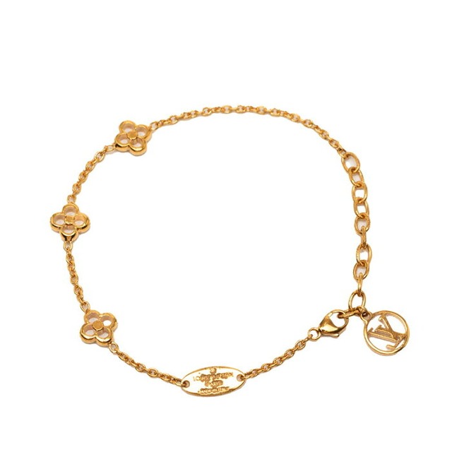 ルイ ヴィトン モノグラム フラワー フラワーフル LVサークル ブレスレット M68127 ゴールド メッキ レディース LOUIS VUITTON 【中古】