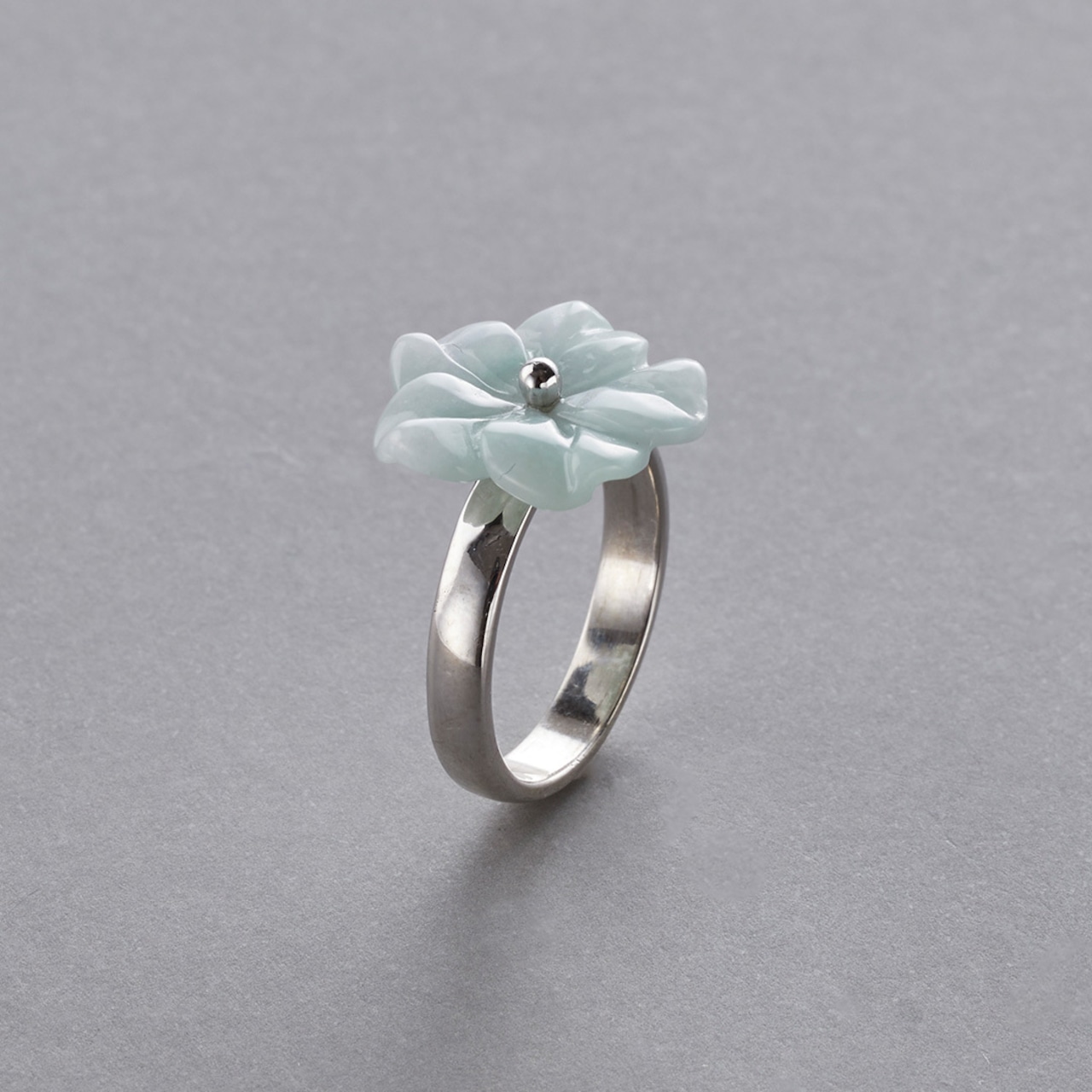 翡翠のお花リング SV flower A貨翡翠 jd_rg1838