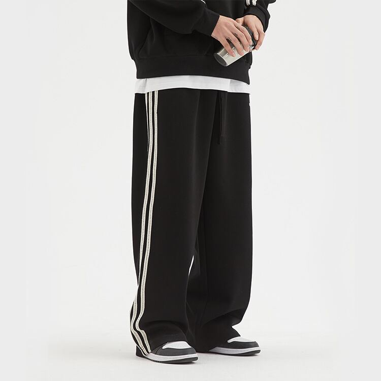 ★SIDE CONTRAST STITCHING LOOSE STRAIGHT SPORT PANTS　　　A0525