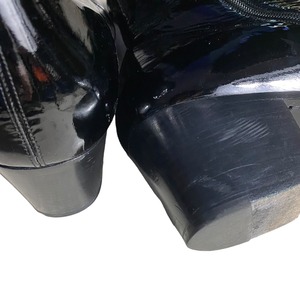 SAINT LAURENT PARIS black patent leather high heel boots