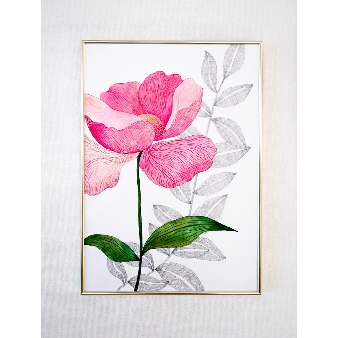 月のひかりにゆれて(size11x11 画用紙 9x9)小さな水彩画原画