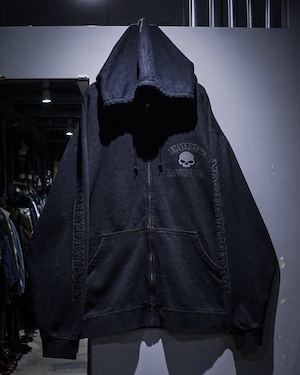 【add (C) vintage】"HARLEY DAVIDSON" Logo Print × Skull Embroidery Zip Up Hoodie