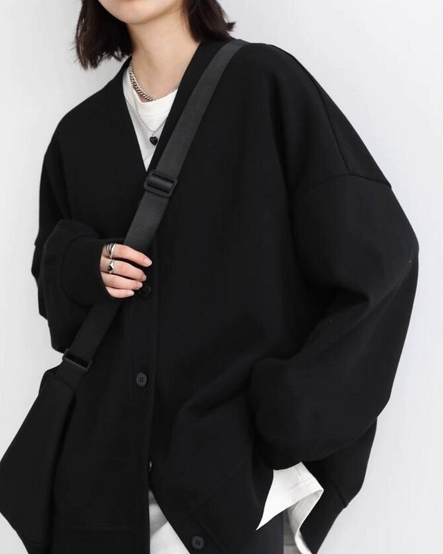 カジュアルルーズ Vネックカーディガン 2color A0213