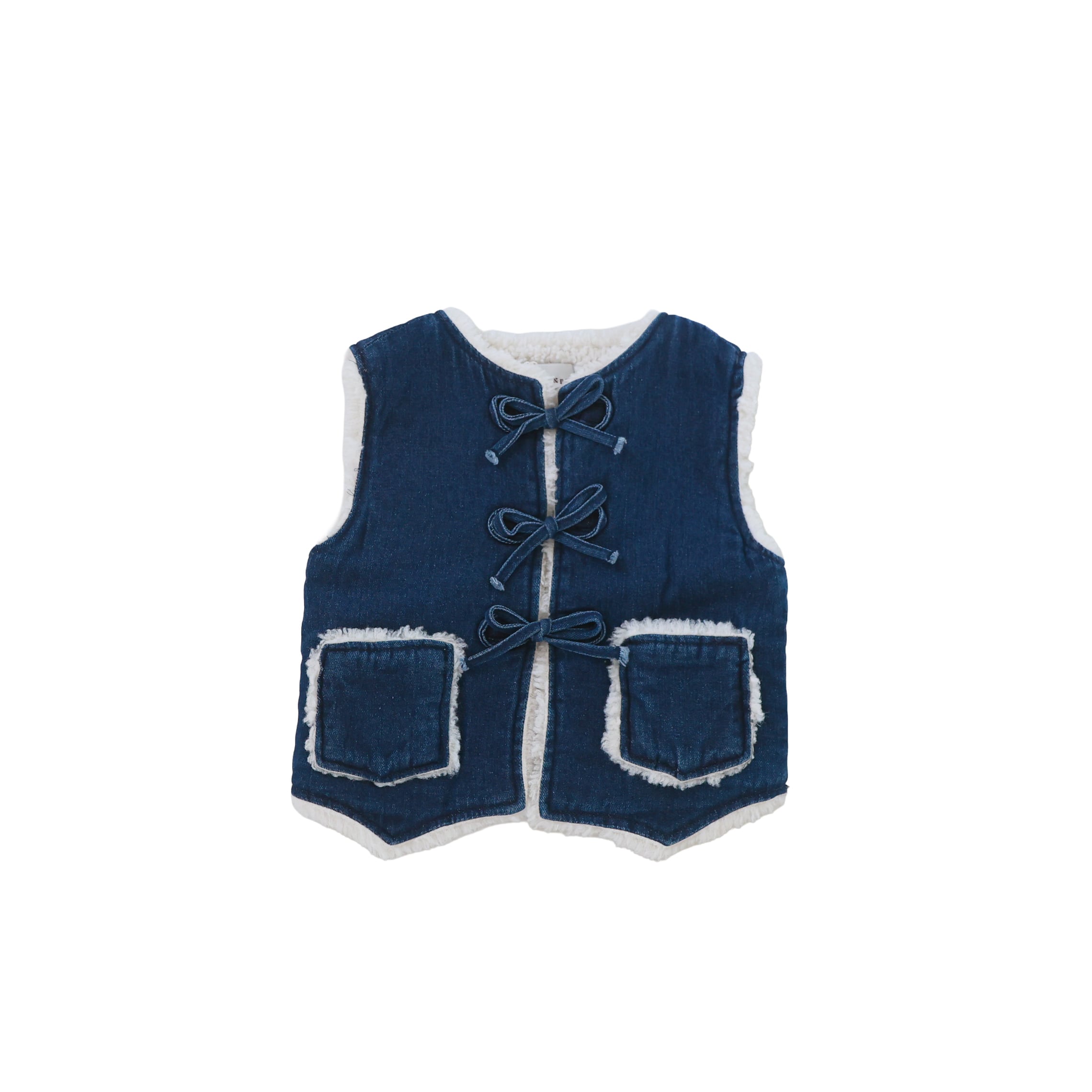& pal / boa-lined denim vest / navy / 80-120cm