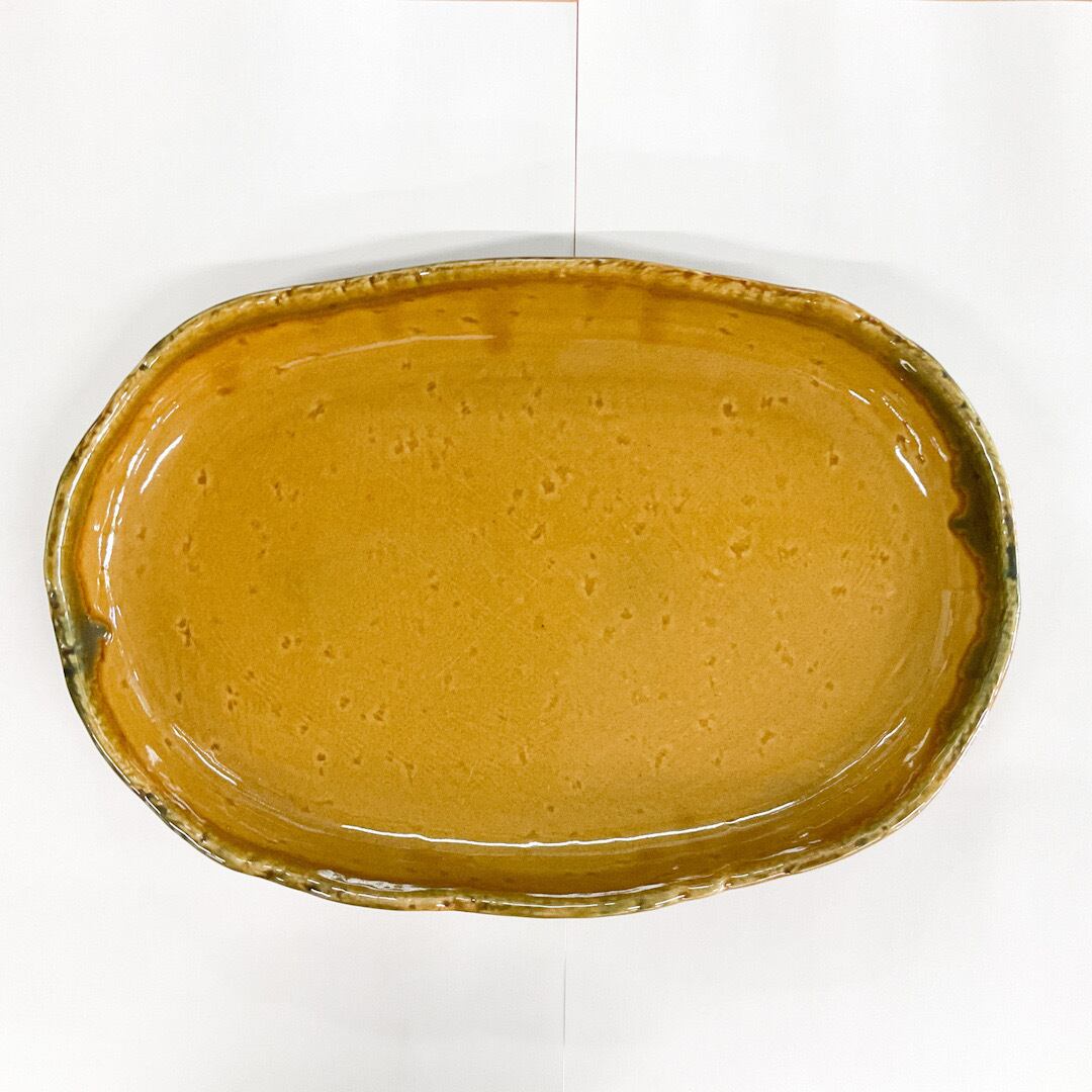 特価】黄瀬戸 尺盛皿 23.5×34cm 大判【A品】数量限定 アウトレット