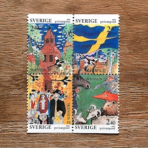 切手（未使用）「屋外民俗博物館スカンセン100周年：ブロック - ４枚構成（1991年発行）」
