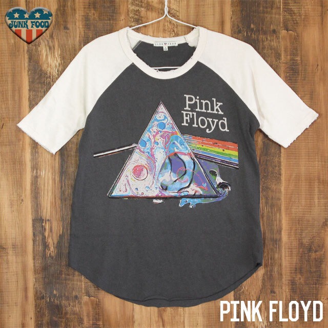 送料無料 JUNK FOOD ジャンクフード Pink Floyd ピンクフロイド レディース 5分袖ラグランTシャツ