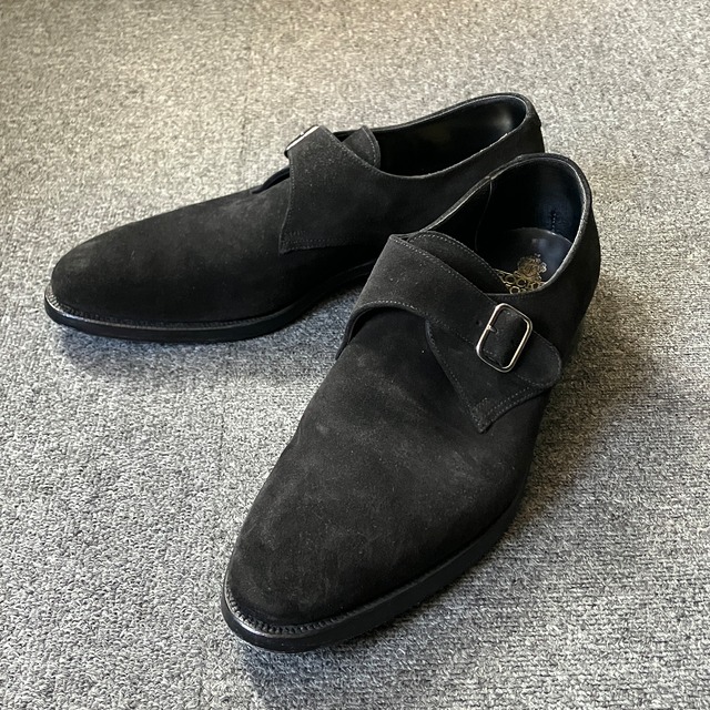 CROCKETT & JONES "MALVERN" SUEDE SINGLE MONK STRAP SHOES《9 E》