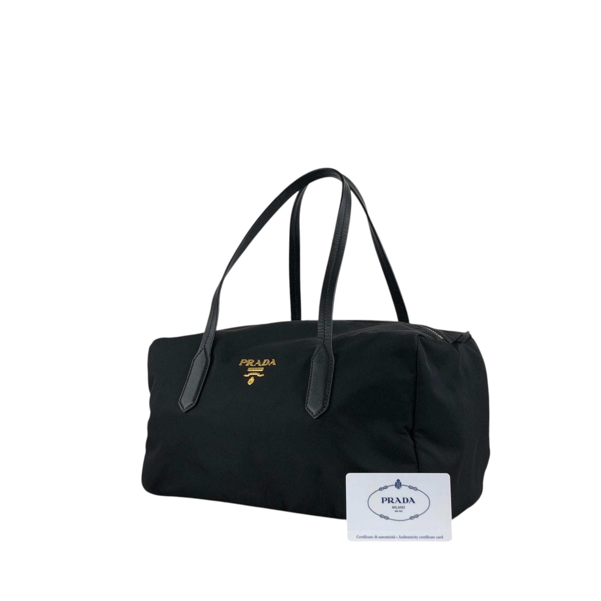 PRADA プラダ ハンドバッグ ブラック ロゴ ナイロン ミニボストン
