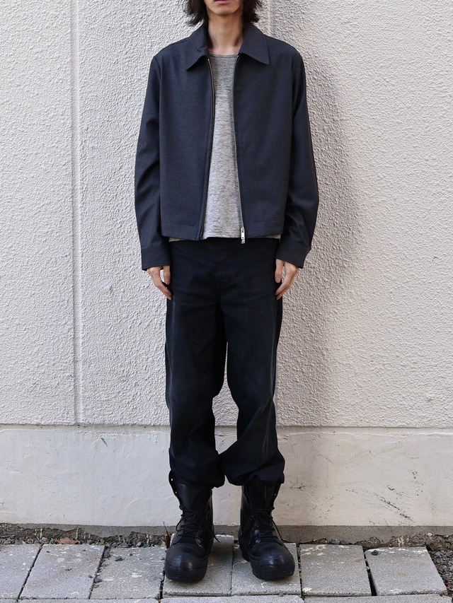 【+(plūs)】double zip minimal jacket/dark grey