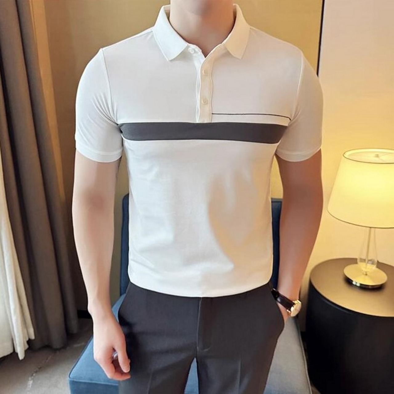 british retro splicing polo shirt 00349