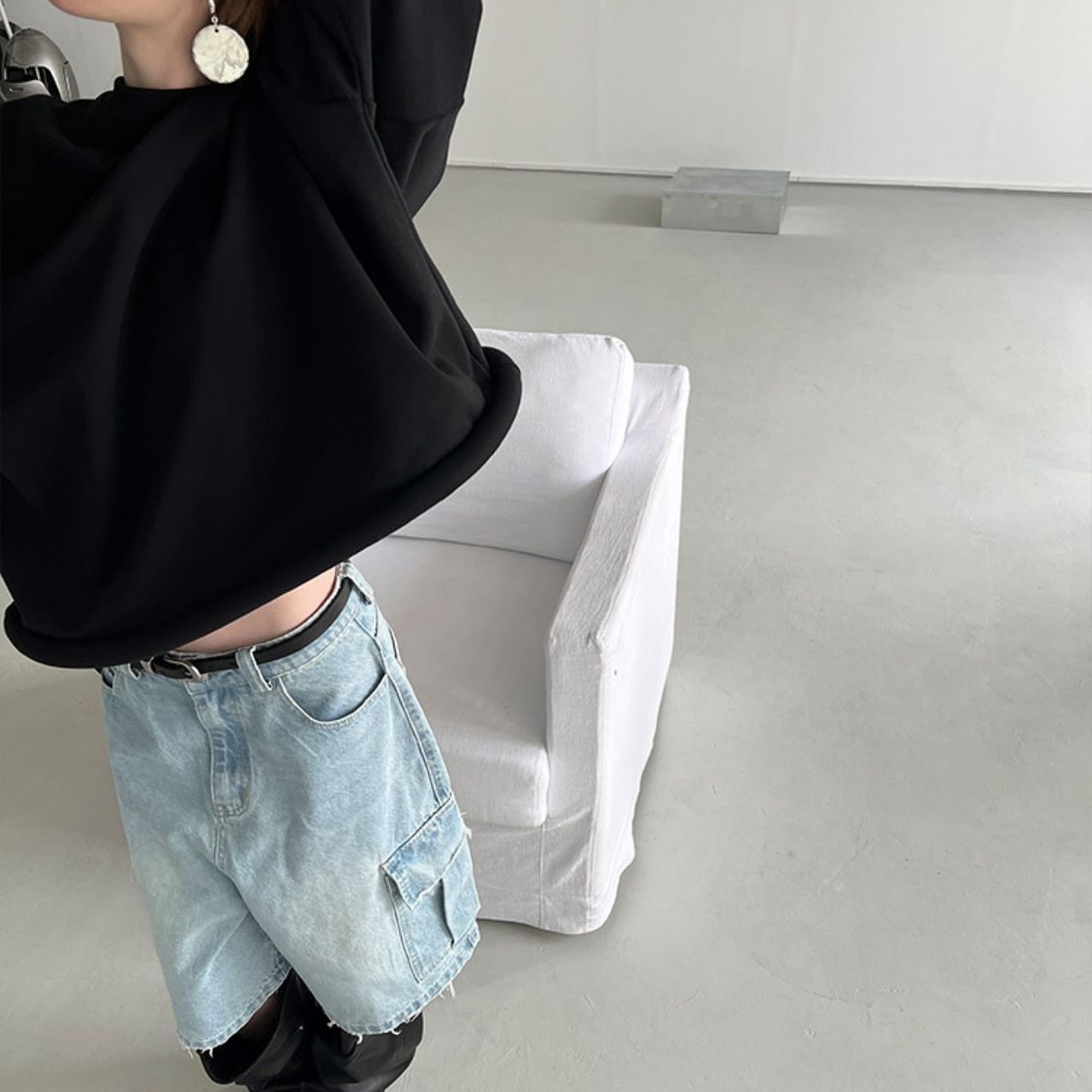 袖ロゴ裾ロールアップスウェット　LT0040051