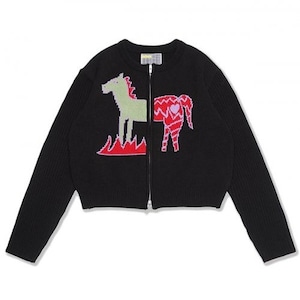 [YOUTHBATH] Horse Crop Zip-up Cardigan_Black 正規品 韓国ブランド 韓国通販 韓国代行 韓国ファッション  カーディガン