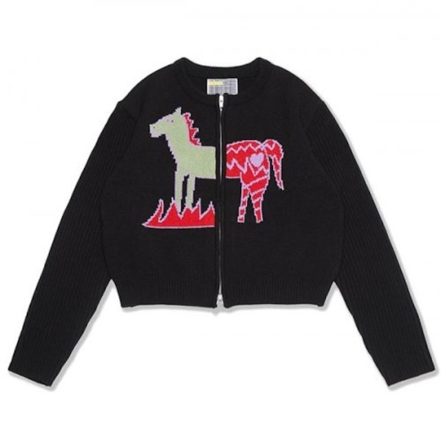 [YOUTHBATH] Horse Crop Zip-up Cardigan_Black 正規品 韓国ブランド 韓国通販 韓国代行 韓国ファッション  カーディガン