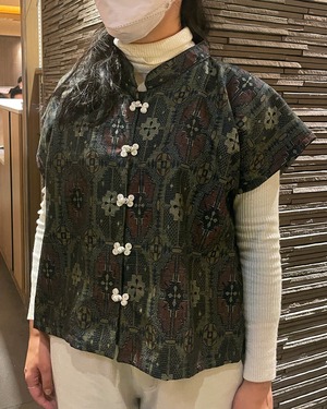 Wrap Jumper skirt & china blouse / hk.w-d.22 / ラップジャンバースカート チャイナブラウス