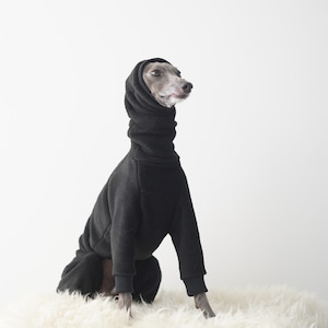 melton fleece rompers long neck " black "