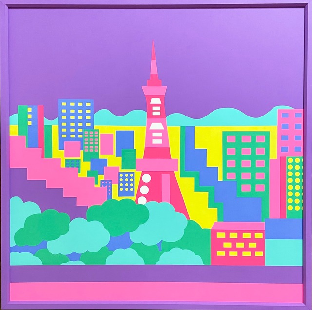 Yuka Izuhara 原画作品 【Tokyo Tower, this evening】 (S30号)  明石家さんま画廊 出展作品