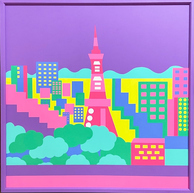 Yuka Izuhara 原画作品 【Tokyo Tower, this evening】 (S30号)  明石家さんま画廊 出展作品