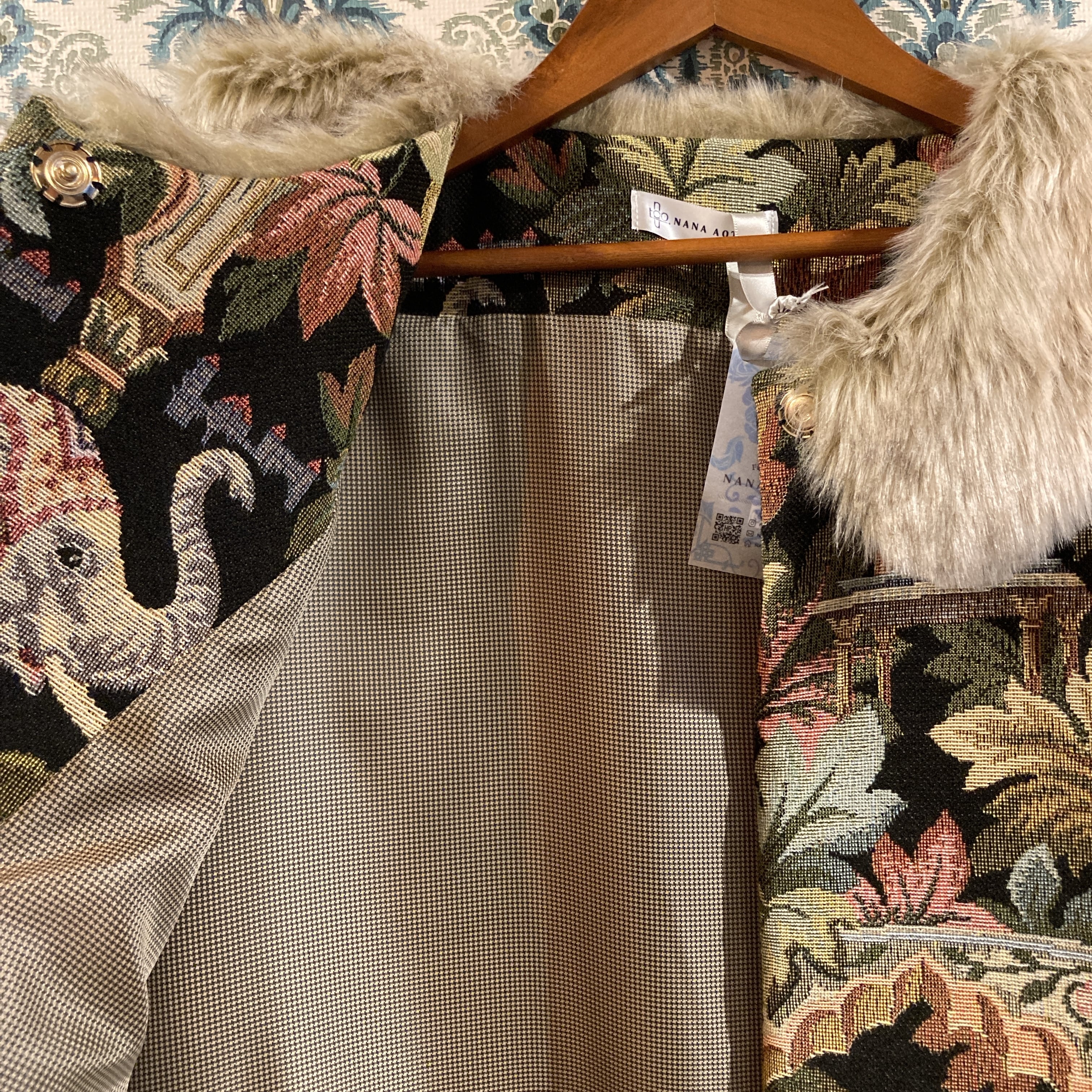 総柄 ゴブラン織り チャイナジャケット ペイズリー ボタニカル柄 ナイロン裏地 shinkirohjacket_out93