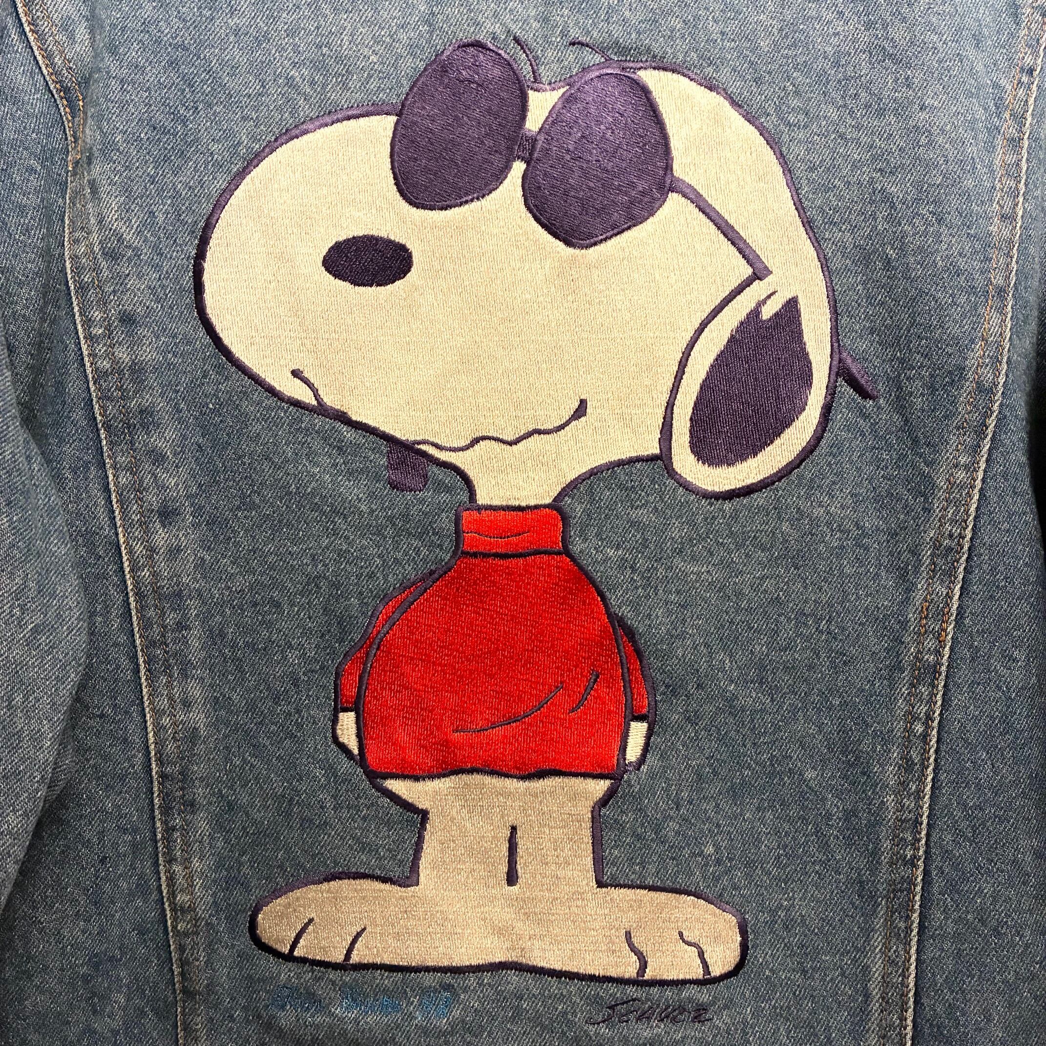 デニムジャケット バック刺繍 スヌーピー MADE IN USA製 90s TOO CUTE × PEANUTS SNOOPY バック刺繍入り デニム