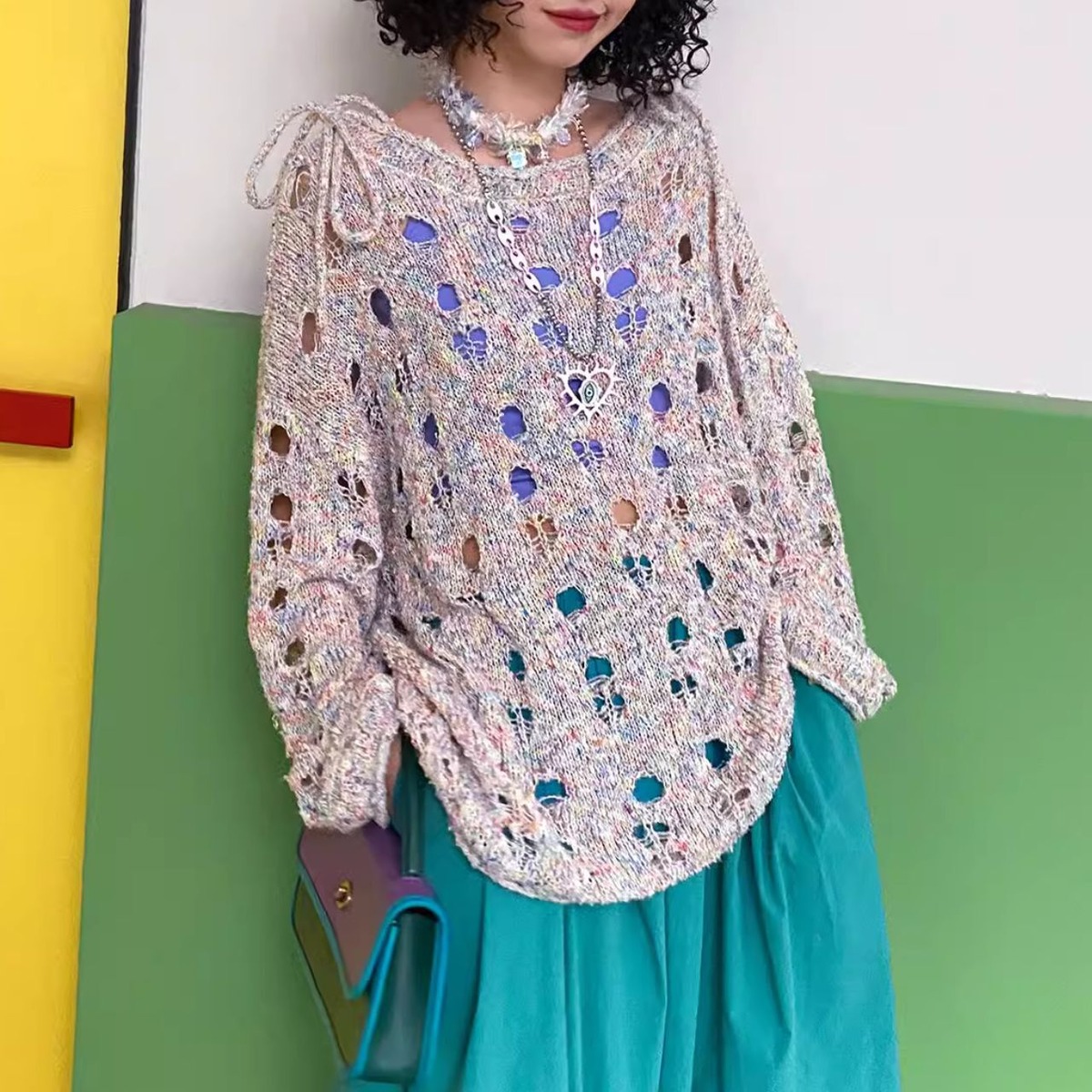 Cut-out loose design knit + inner | MAYC