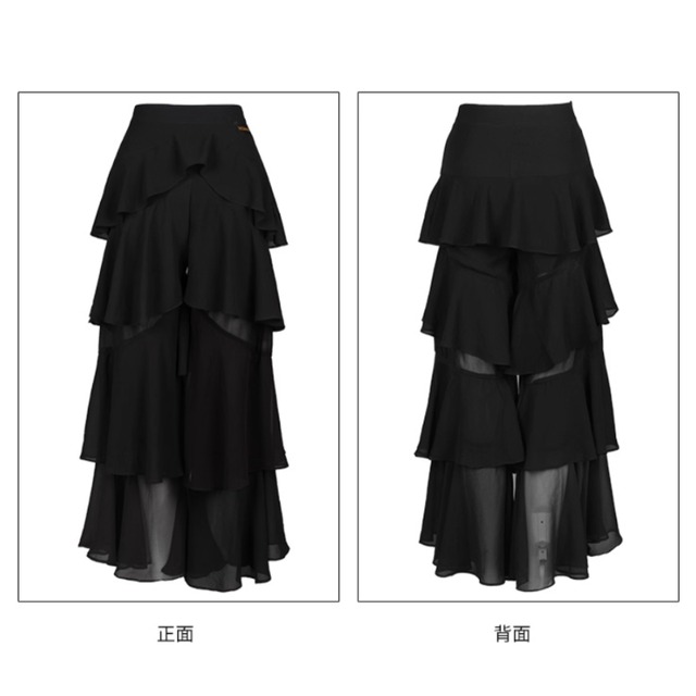 フリルティアード シフォンフレア ダンスパンツ 1col　D00396