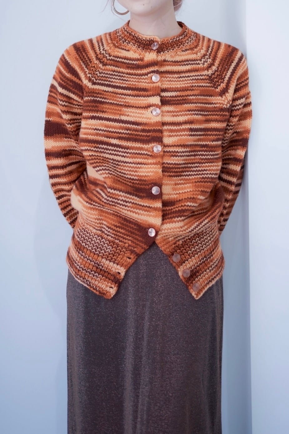 orange brown mix color hand knit