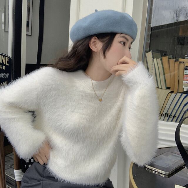 セーター レディース トップス ニット シンプル かっこいい ラウンド