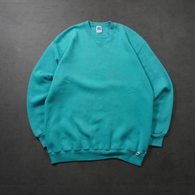 80s Russell Athletic sweatshirt solid Turquoise XL 古着