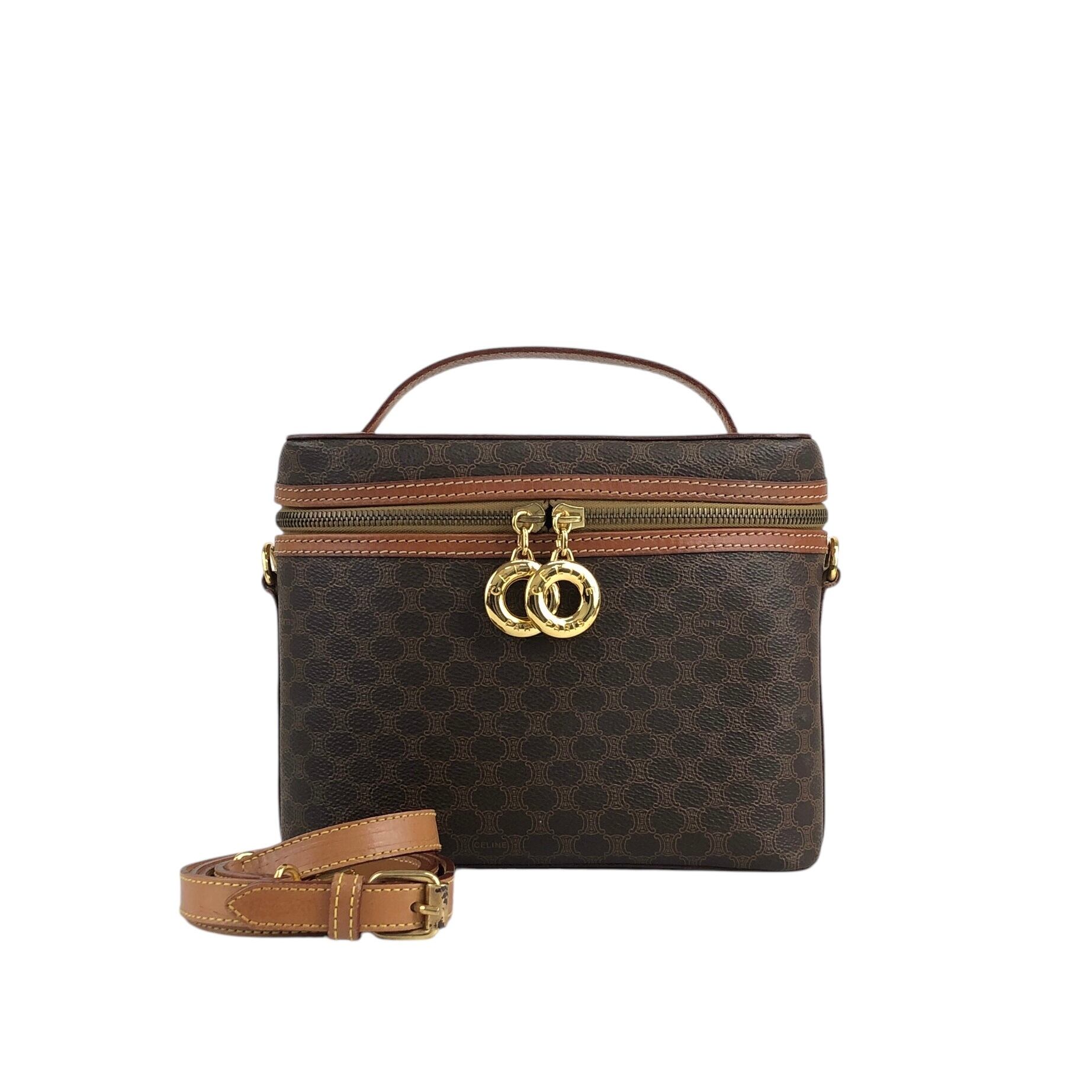 セリーヌ ウエストバッグ マカダム サークル金具 PVC ヌメ革 ユニセックス CELINE（セリーヌ） ショルダーバッグ マカダム PVC/レザー ブラウン