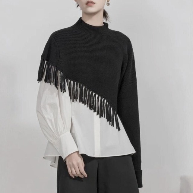 Fringe layered knit C1250