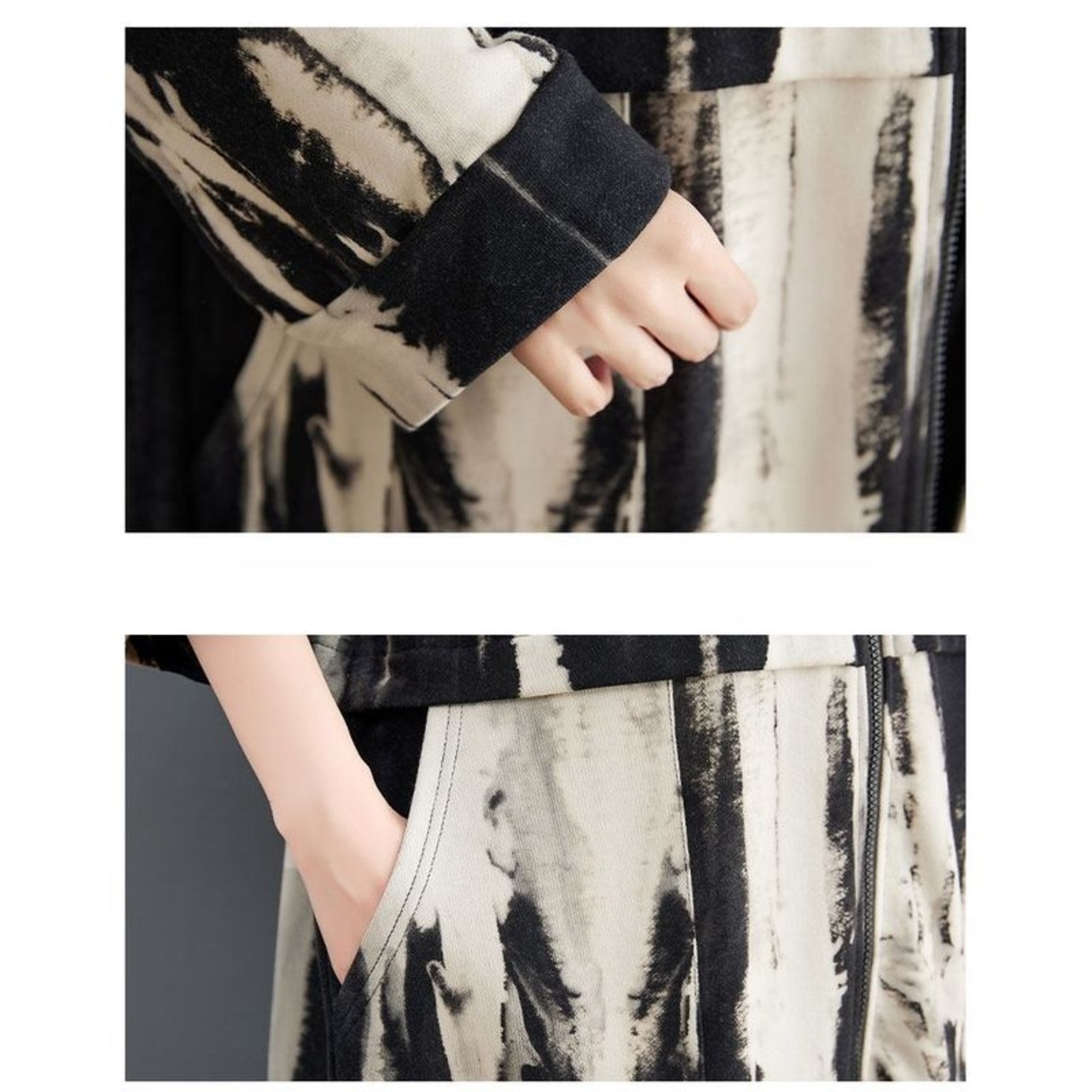 アート柄 切替 ロングアウター 60077