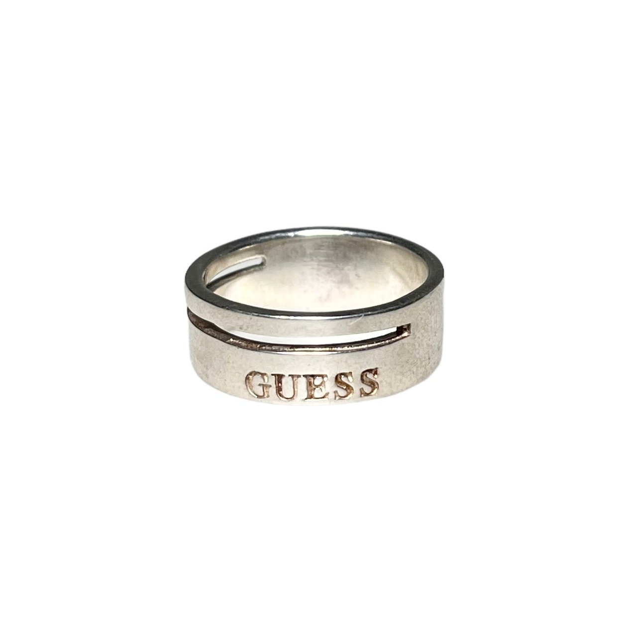 GUESS silver logo band ring