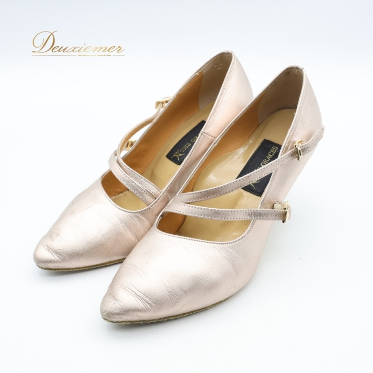 社交ダンス 衣装 スタンダード シューズ 23 1/2サイズ EEE ピンク系 THE GRACES 靴 くつ ヒール レディース 光沢 高級感 上品 ダンスシューズ ダンス衣装 ステージ イベント かわいい 無地 シンプル