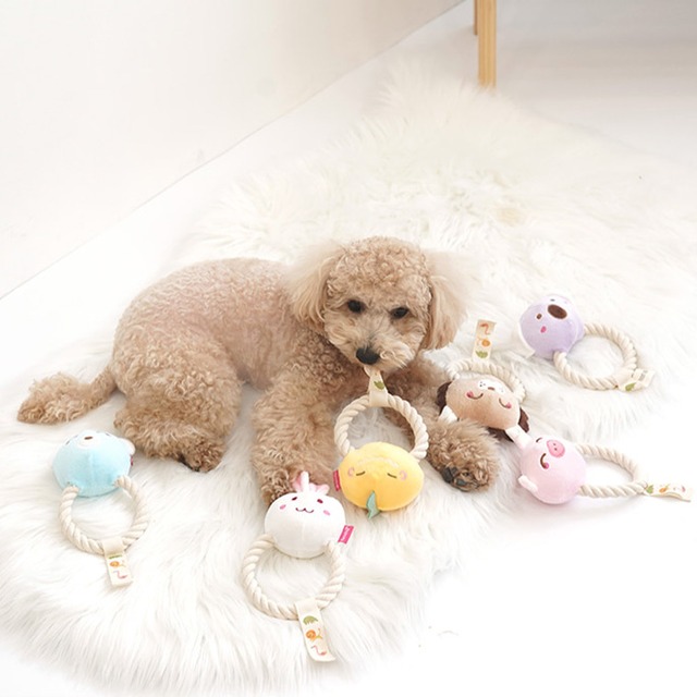 malrang toy 6color 2type / ペット 犬 おもちゃ 噛む 音が鳴る ロープ 知育玩具 鳴き笛入り 可愛い わんちゃん おもちゃ ストレス解消 韓国 ペット用品
