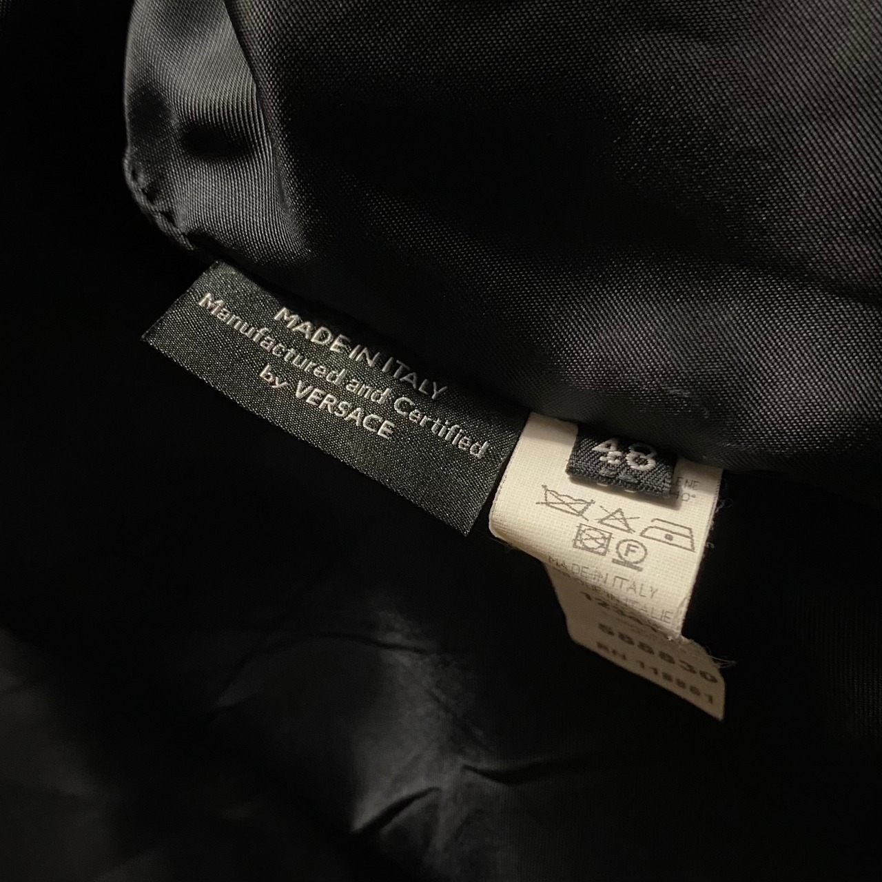 VERSACE leather switching nylon riders jacket